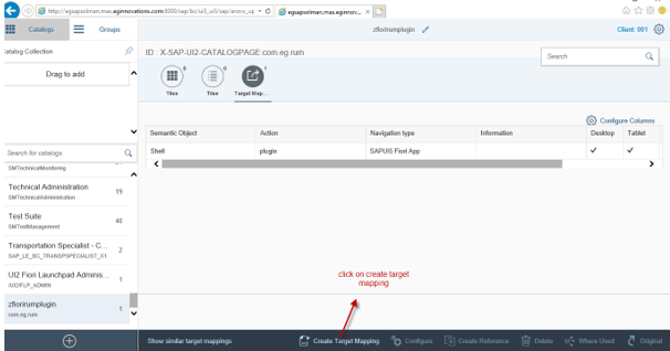 Clicking on Create Target Mapping Option