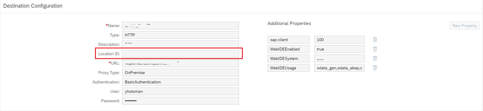 Configuring New Destination