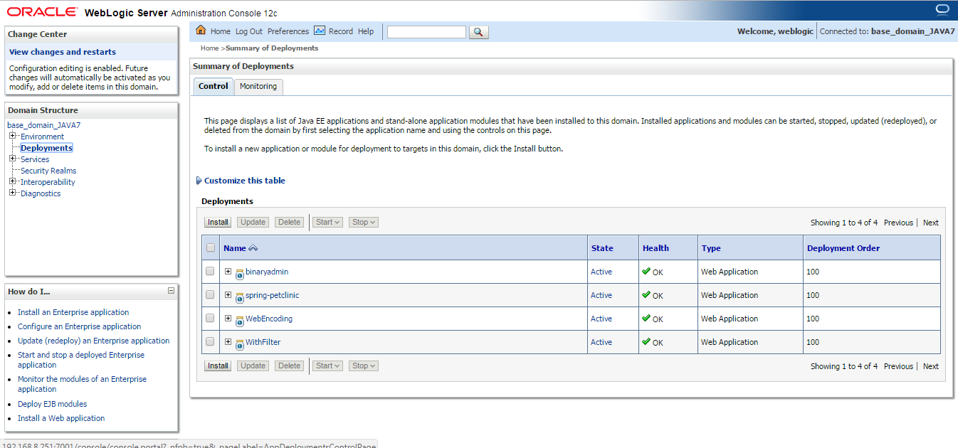 List of Applications Deployed on Server