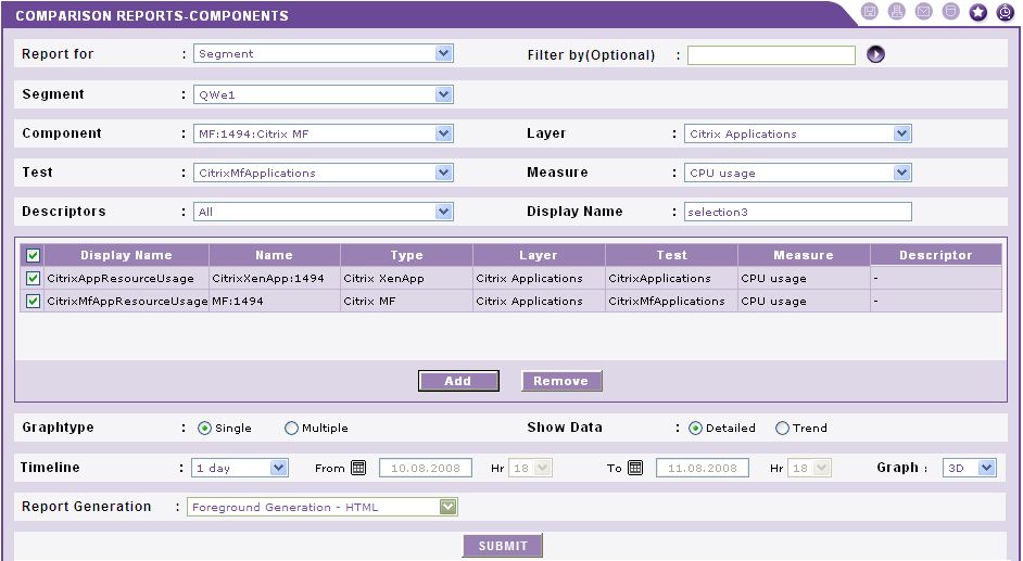 Choosing segment components to be compared