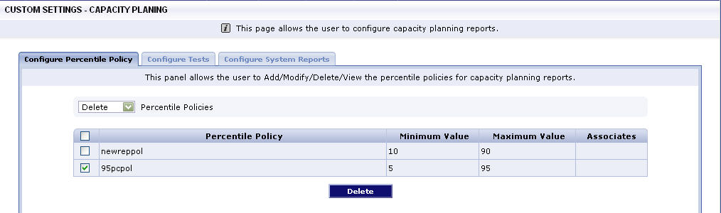 Deleting percentile policy