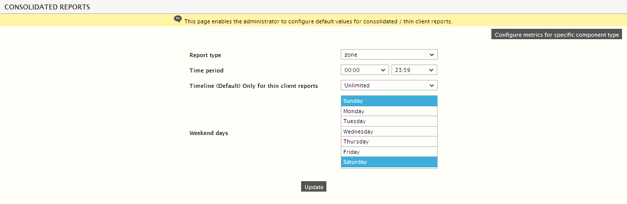 Defining Consolidated and Citrix/VDI Report Defaults
