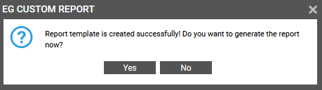 Message Stating that Report Template is Created Successfully