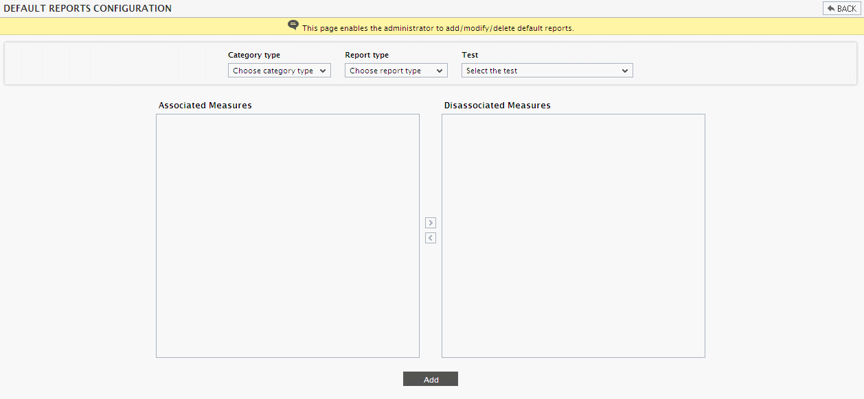 Default Report Configuration Page 