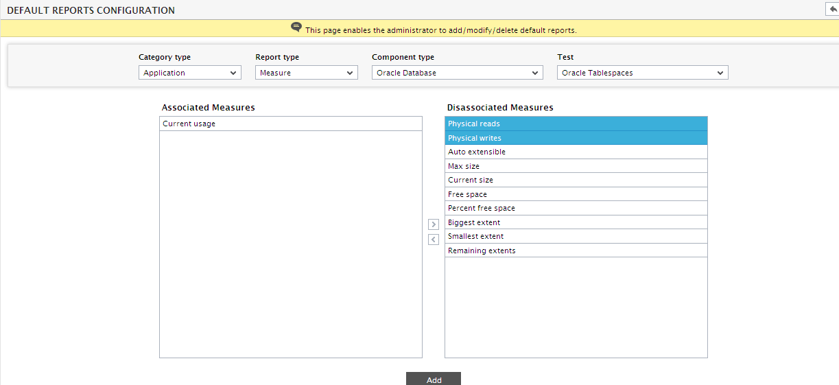 Specifying Measures for generating Default Application Reports