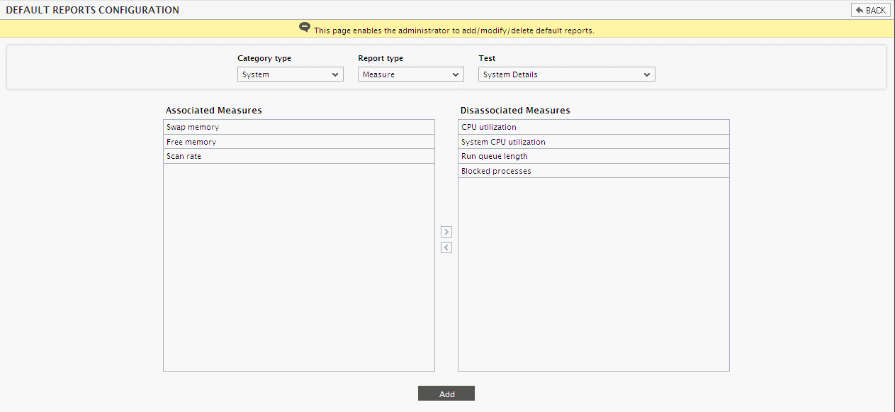 Specifying Measures for generating Default System Reports