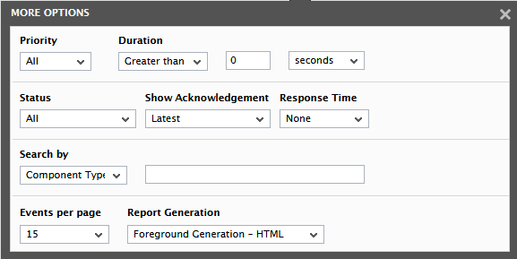 Default Settings for Generating History of Alarms Report