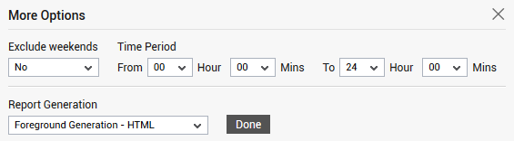 Default settings for Generating Report