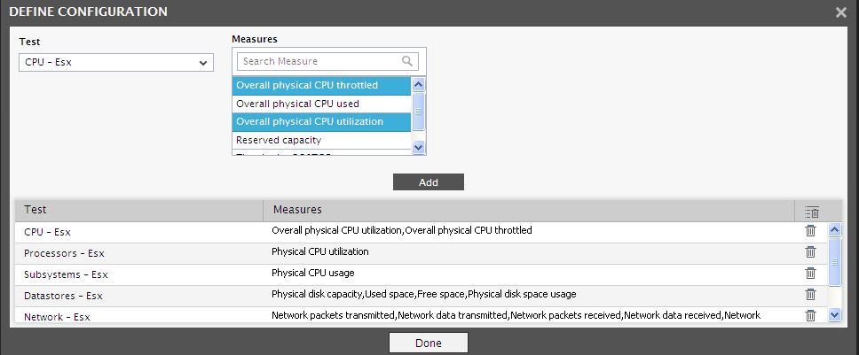 Define Configuration pop up window