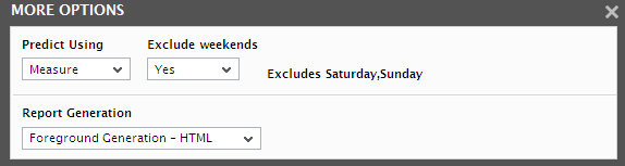 Default Settings for Prediction Analysis Report