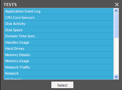 Tests Popup Window