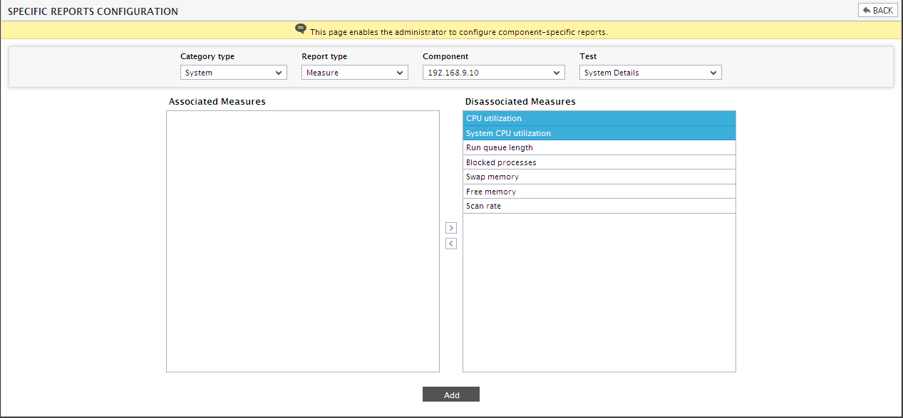 Configuring specific system reports