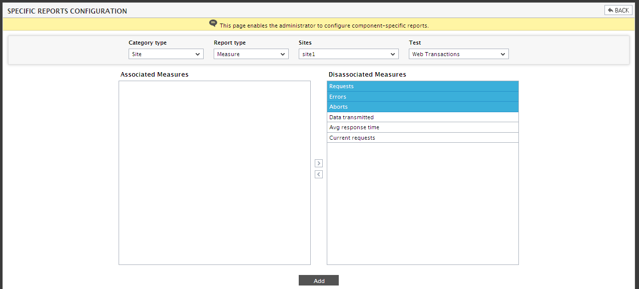 Configuring Specific Site reports