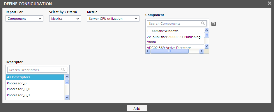 Pre-defined list of metrics