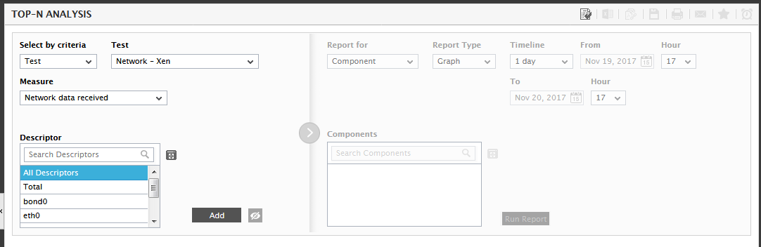 Selecting Test, Measure, and Descriptors to be compared