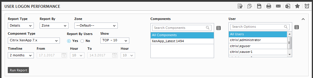Generating Users - Logon Performance report