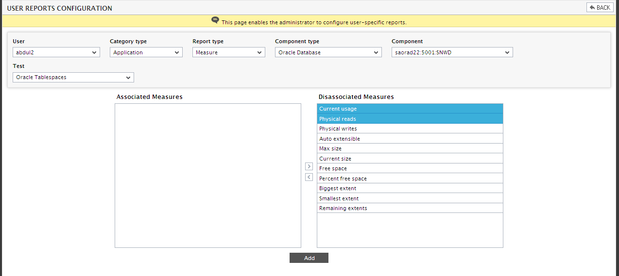 Configuring User Application reports