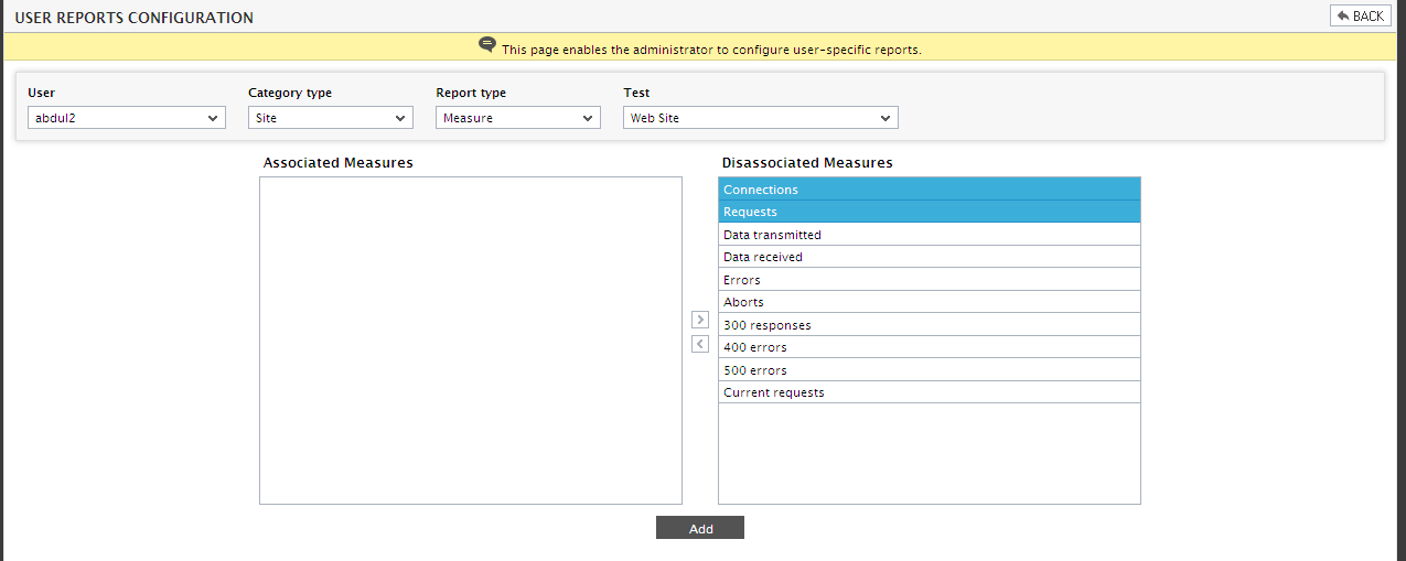 Configuring User-specific Service reports
