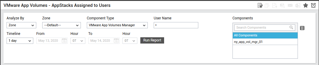 Criteria for AppStacks Assigned to Users report