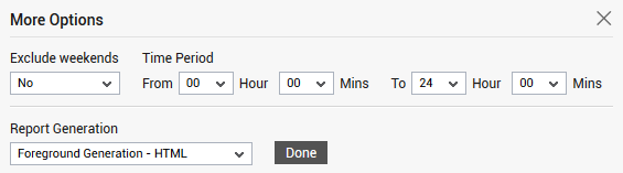 Default Settings for generating report