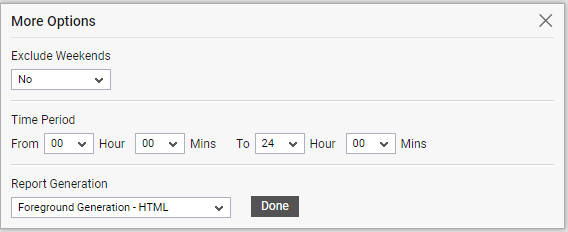 Default Settings for Generating Report