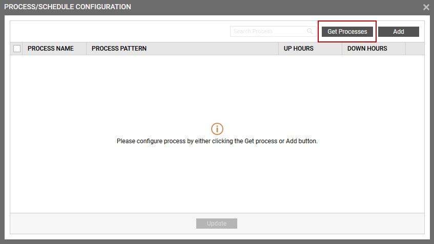 PROCESS/SCHEDULE CONFIGURATION window