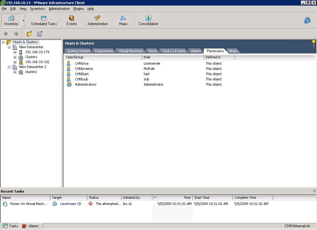 List of vCenter Users and Roles