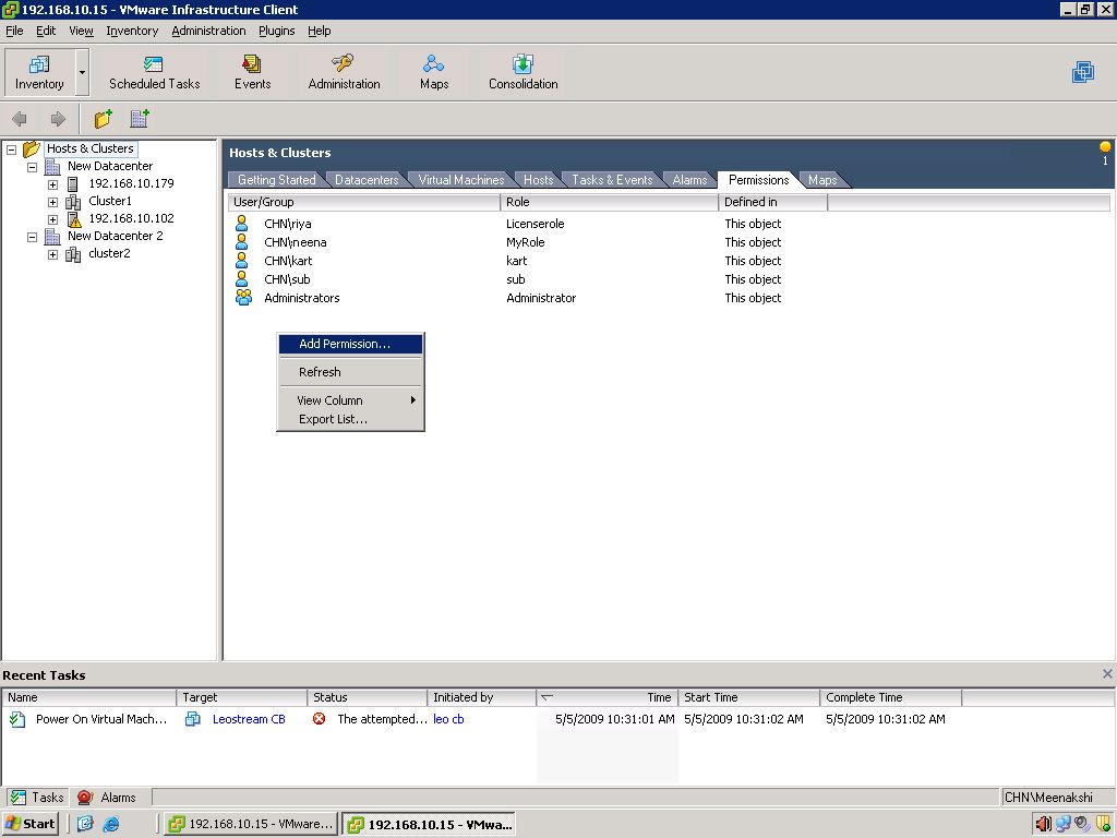 Selecting Add Permission option