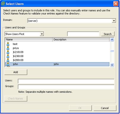 Selecting User for whom Role is to be assigned