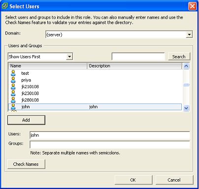 User name displayed in Users box