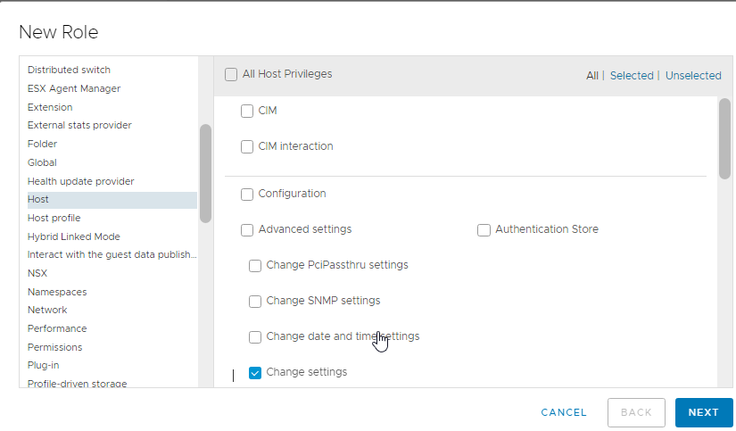Selecting Change settings permission
