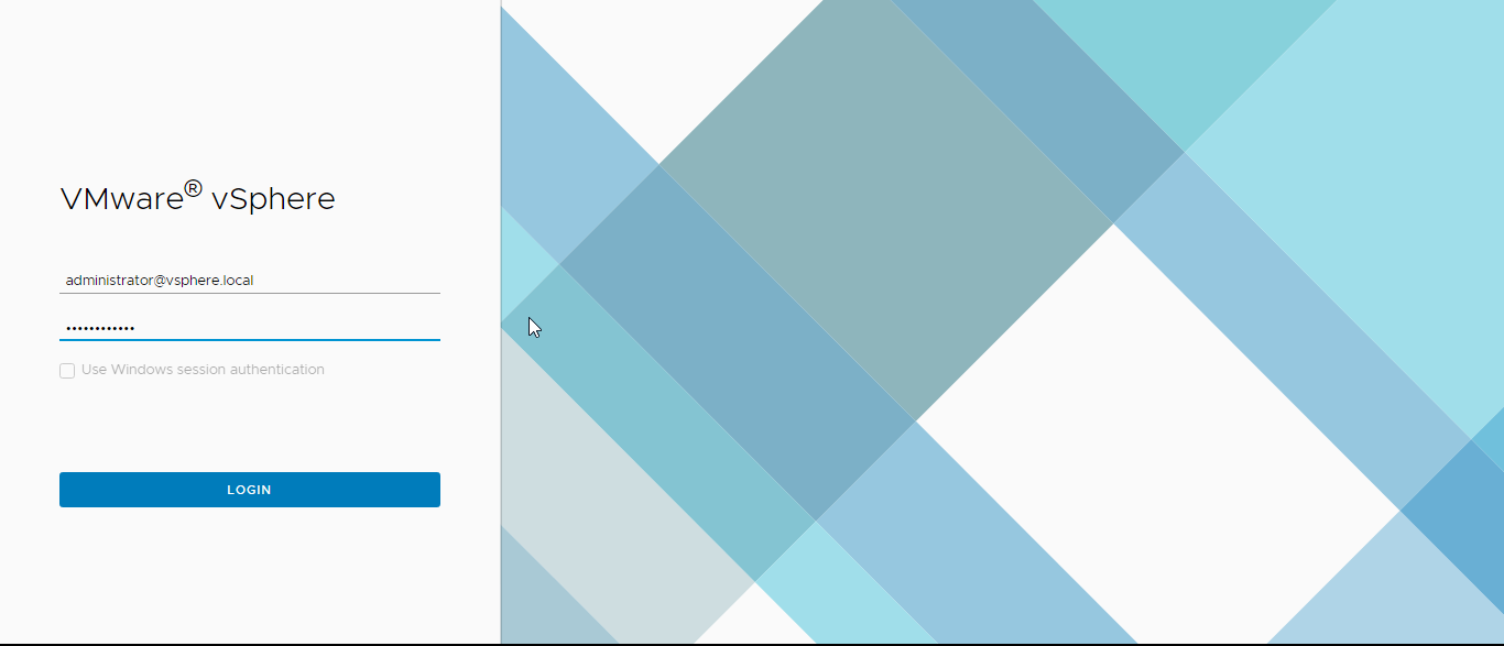 Logging into vSphere client