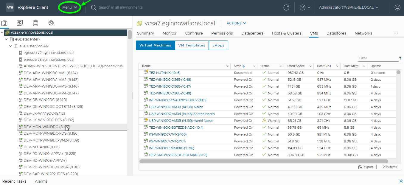 vSphere client