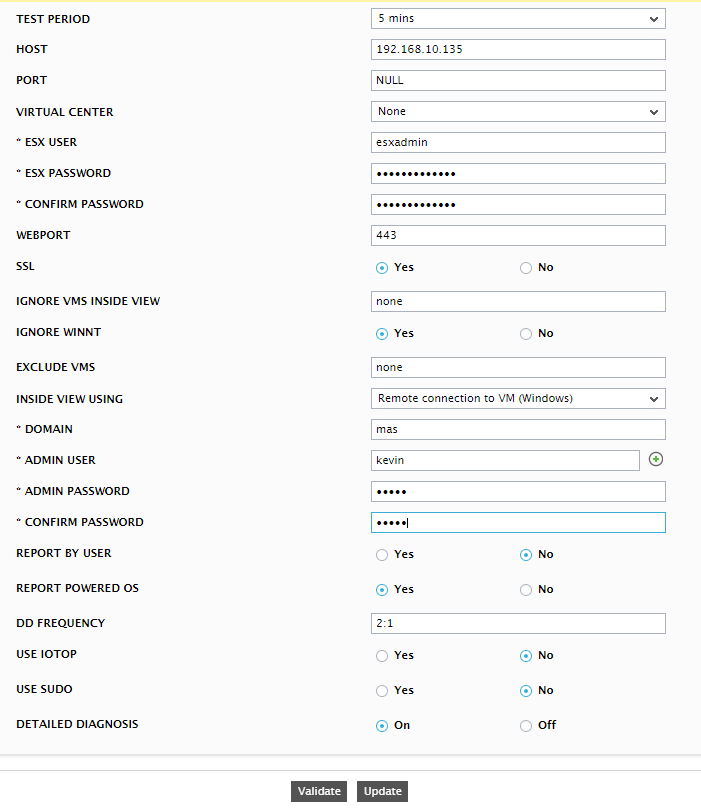 Configuring Disk Activity - VM test