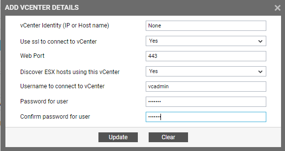Adding Details of vCenter server