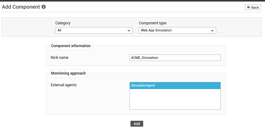 Adding Web App Simulation component