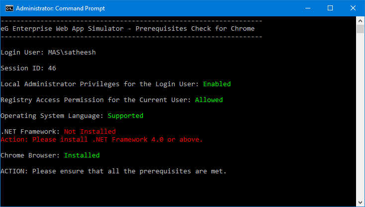 Setup script where Pre-requisite has failed