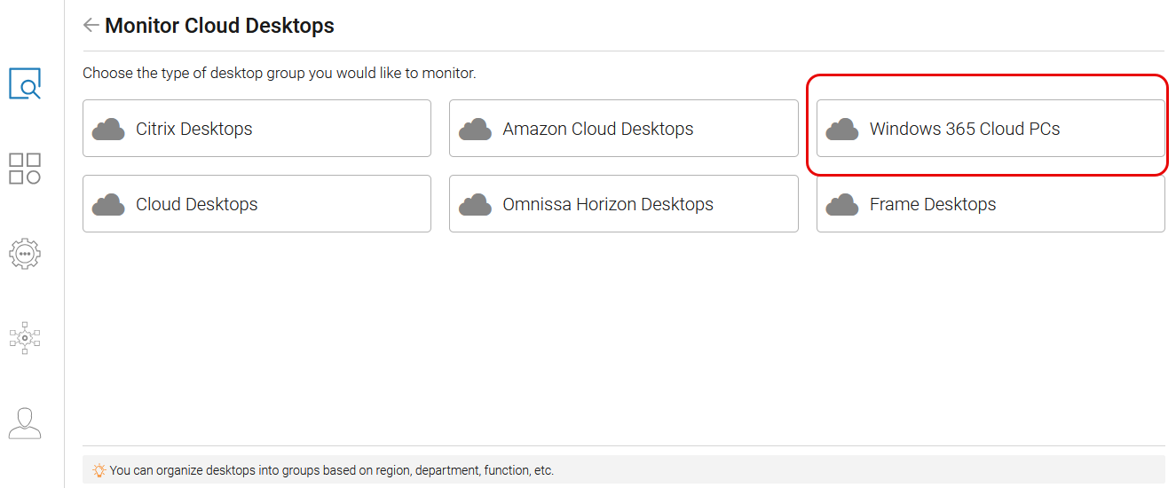 List of Desktops that are discoverable by eG