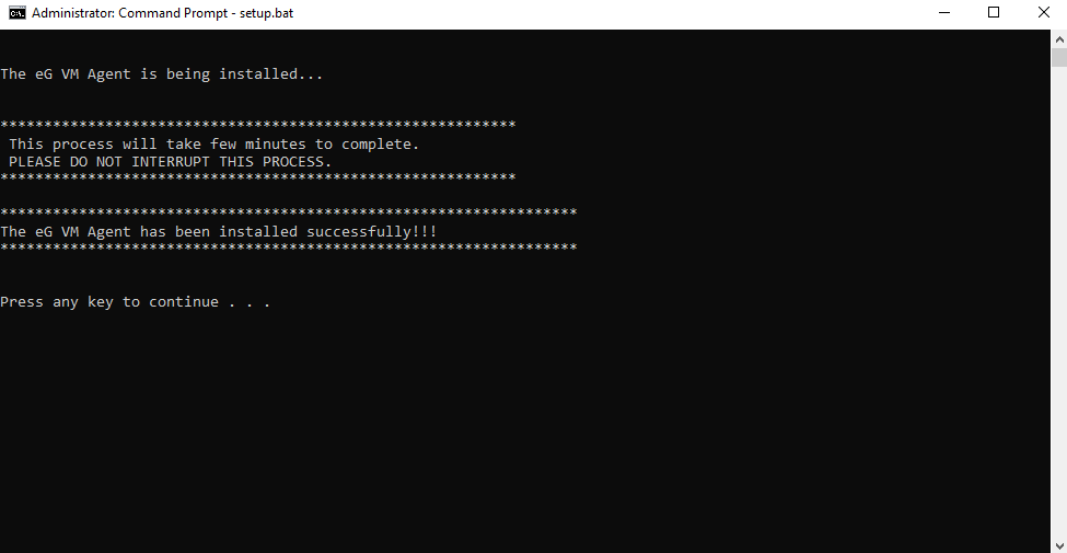 Message stating VM Agent Installed Successfully