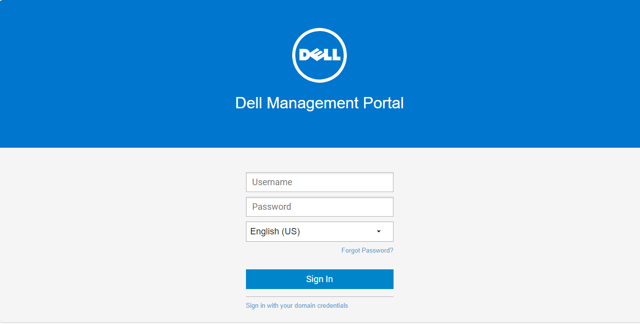 Login page in Dell Management Portal