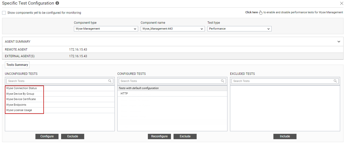 Unconfigured tests for Wyse Management Server