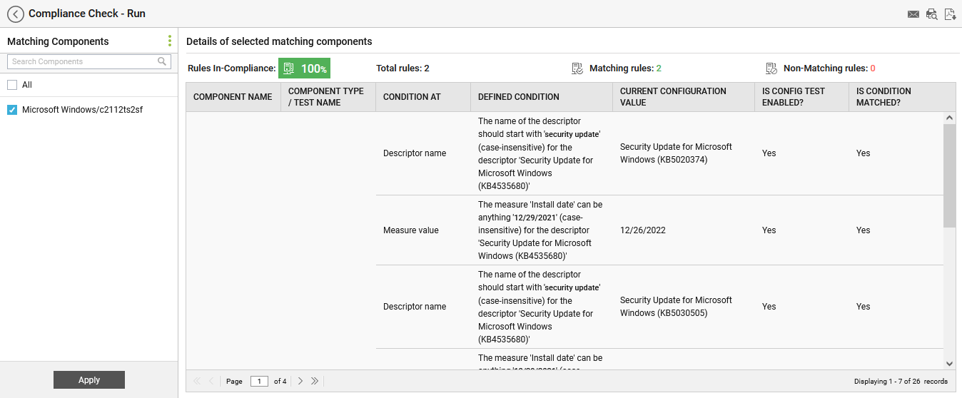 Details of matching components