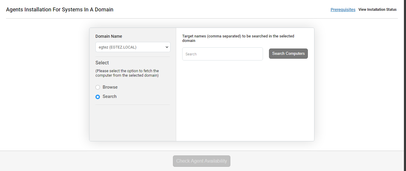 Search/Browse option for Domain