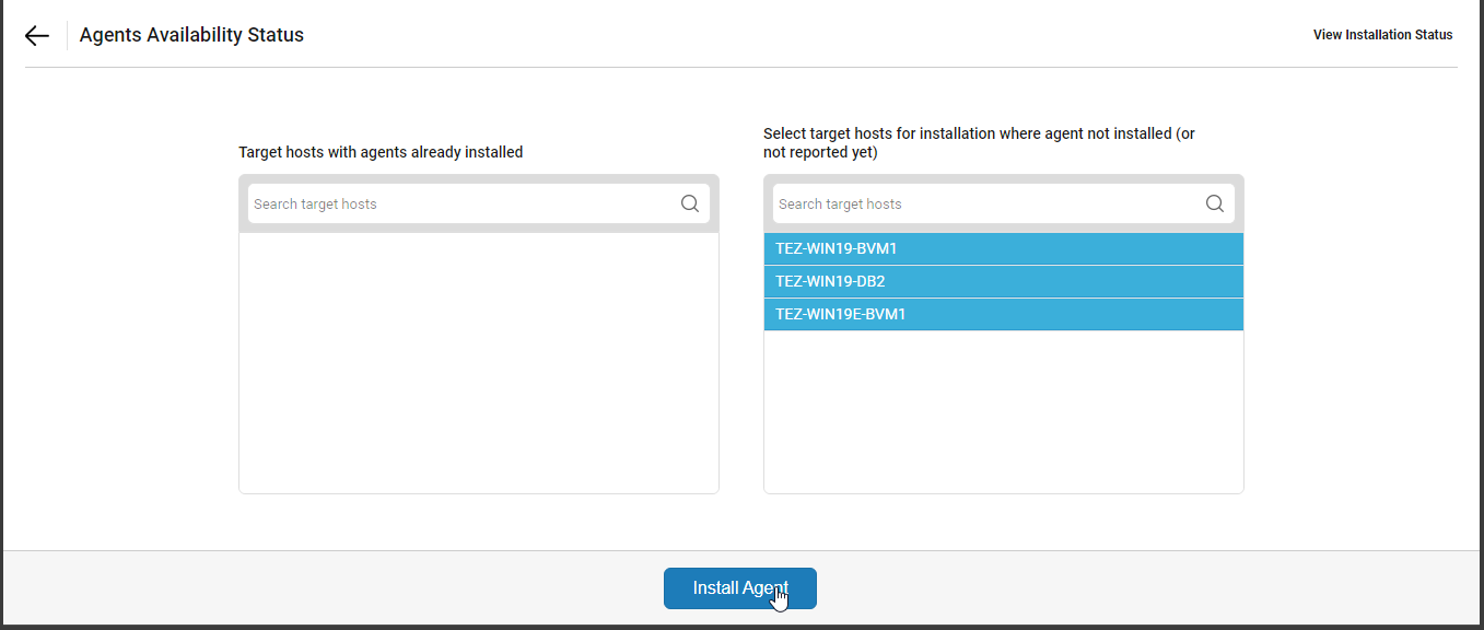 Selection of computers in Agent availability status page