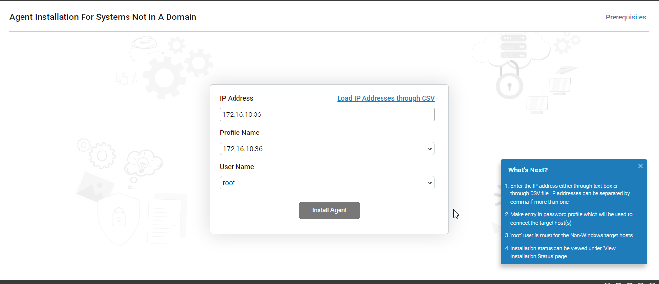 Specification of IP address for target host