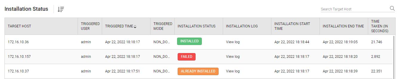 Status of agent deployment in systems not in domain