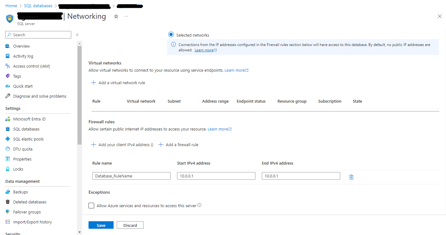Configuration of new security rule