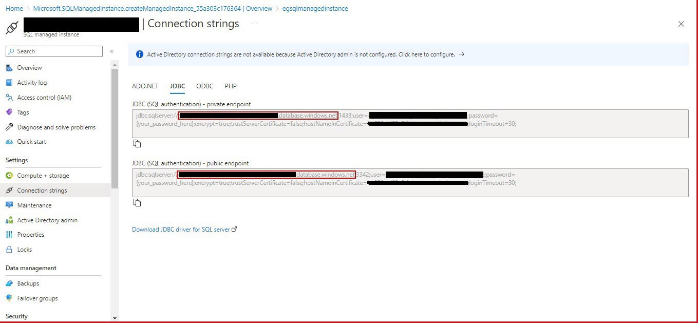 Identification of host name for SQL managed instance