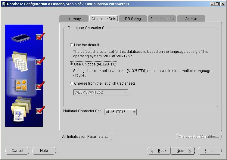 Configuration of Oracle database instance for double-byte support