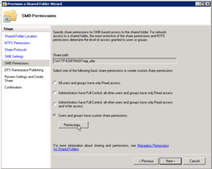 Configuration of SMP Permissions